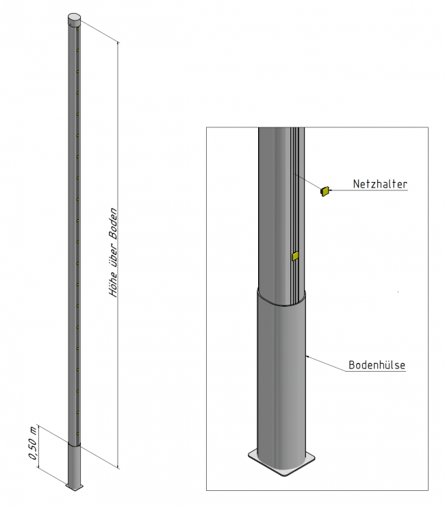 Aluminium Support Posts for Ball Stop Fences | Safetynet365