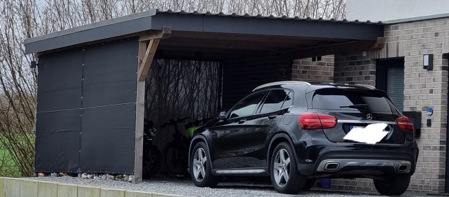 Kundenfoto von Gewebeplane mit 90% Schattierwert nach Maß 