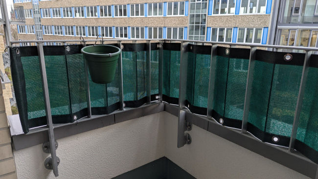 Kundenfoto von Gewebeplane mit 90% Schattierwert nach Maß 