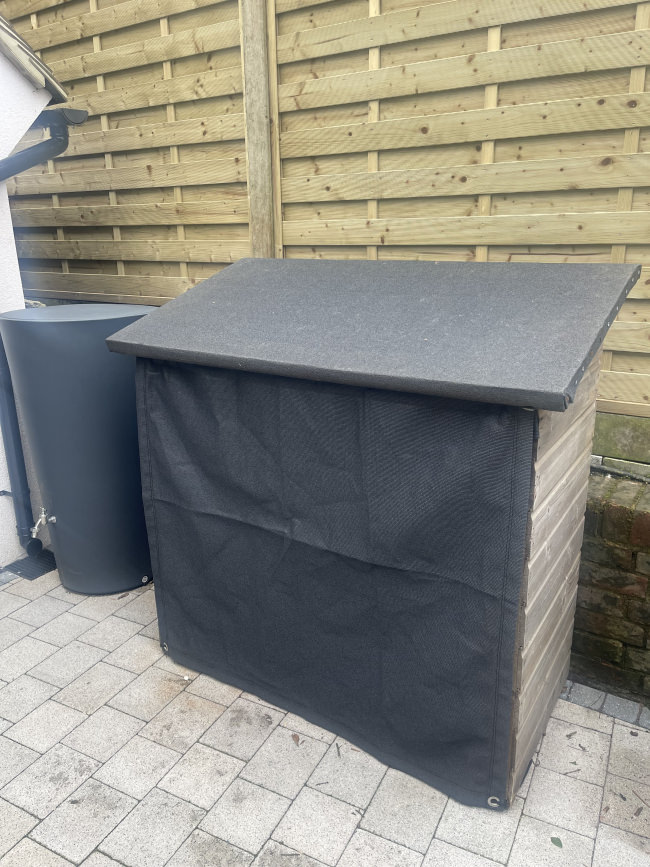 Kundenfoto von Gewebeplane mit 90% Schattierwert nach Maß 