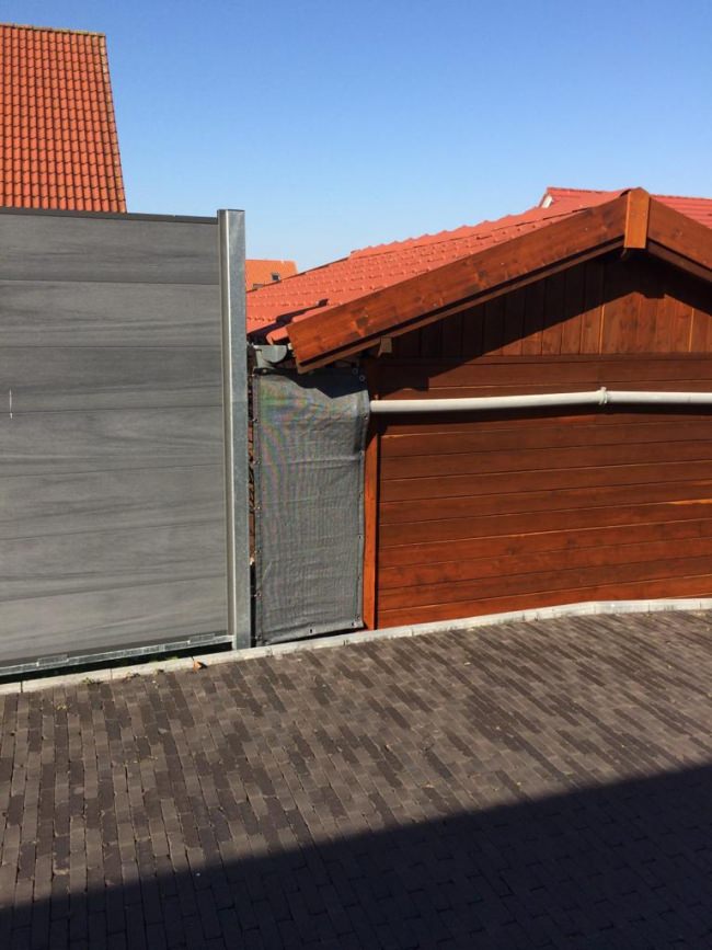 Kundenfoto von Gewebeplane mit 90% Schattierwert nach Maß 