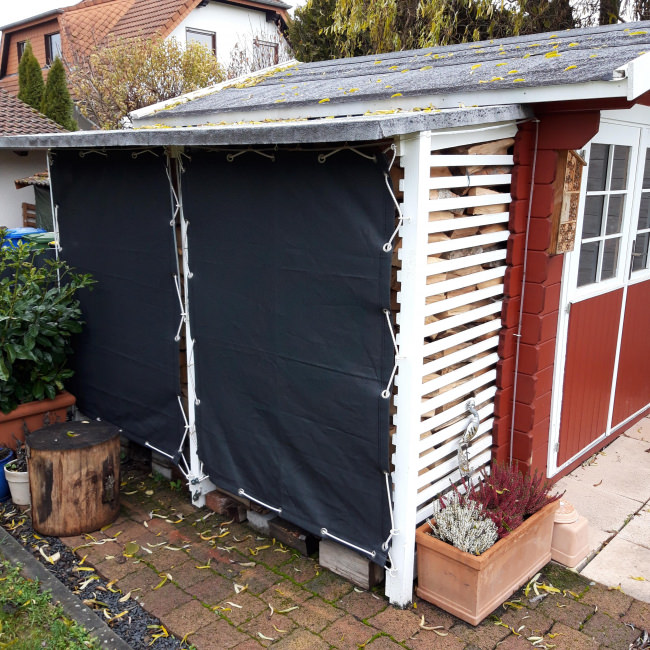 Kundenfoto von Gewebeplane mit 90% Schattierwert nach Maß 